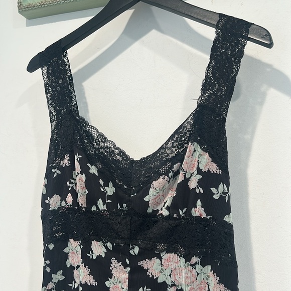 Rare Current Mood Dolls Kill Black Floral Lace Chiffon Mini Slip Dress medium - Picture 2 of 6